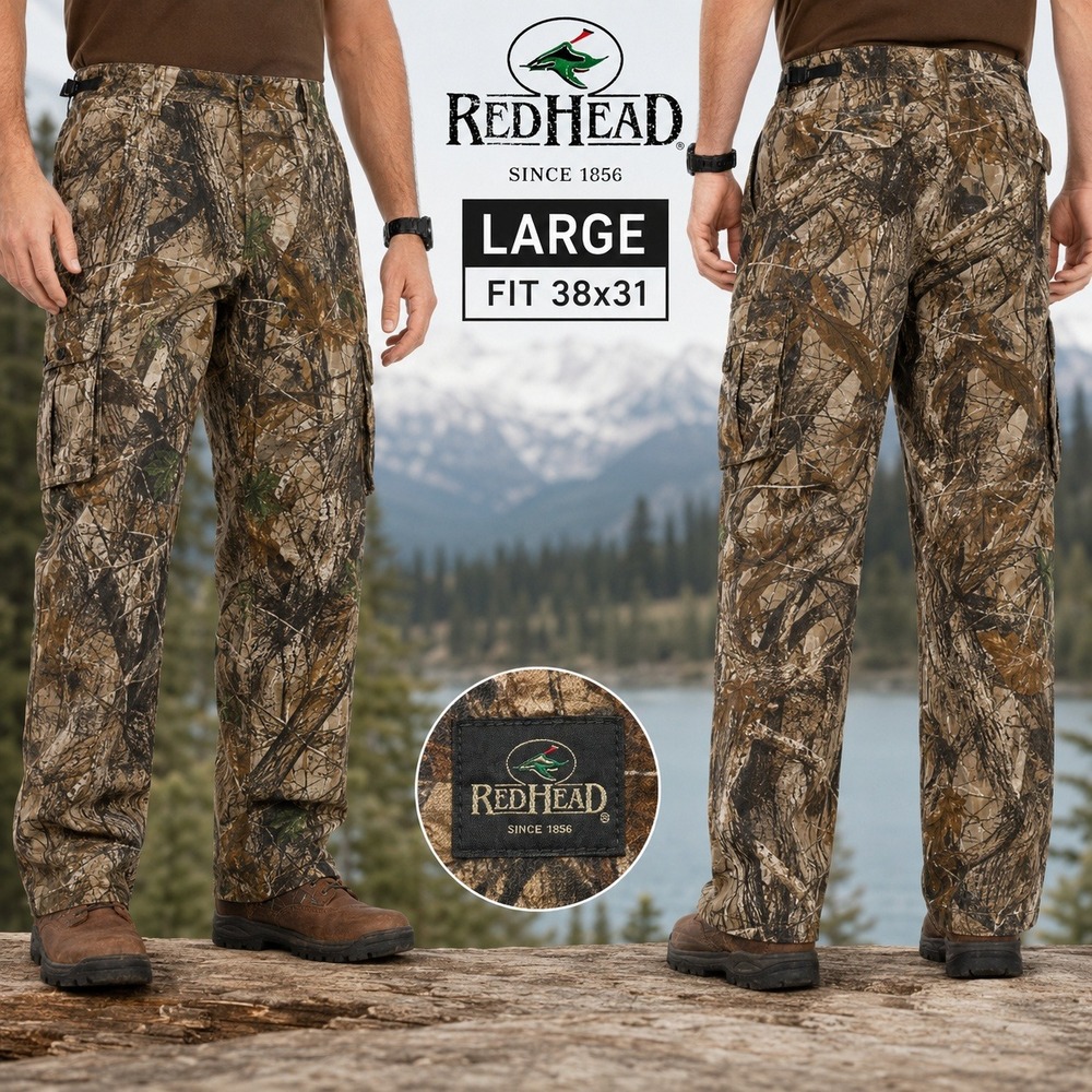 RedHead Mens Realtree Camo Cargo Pants Large Adjustable Waist Hunting Outdoor